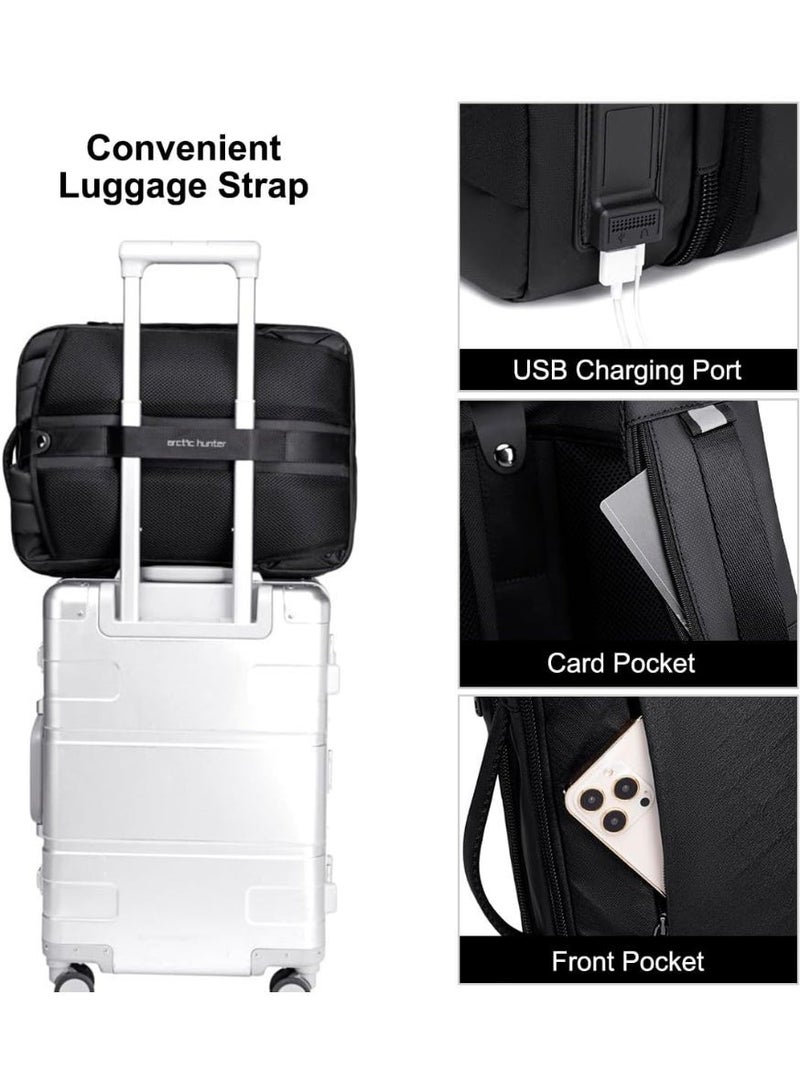 أركتيك هانتر حقيبة ظهر للسفر من Arctic Hunter مقاس 15.6 بوصة للكمبيوتر المحمول مع جيب مخصص للكمبيوتر اللوحي، حقيبة كمبيوتر محمول قابلة للتوسيع مع منفذ شحن USB، حقيبة ظهر مقاومة للماء ومضادة للسرقة للرجال. - Image 5